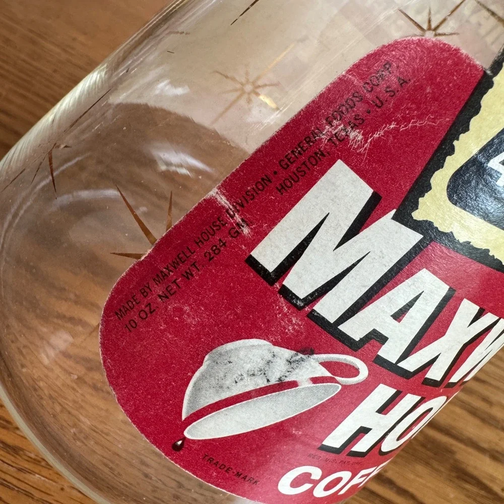 Vintage Maxwell House Corning Glass Coffee Carafe Atomic Gold Starburst MCM 10oz